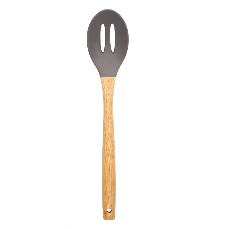 Amazon new bamboo handle silicone kitchen suits with titanium suitable shovel spoon kitchenware barrels of cooking tools